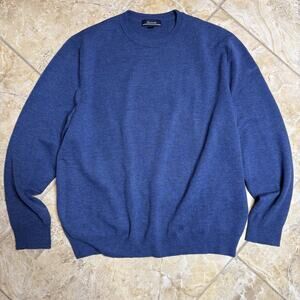 Façonnable Men’s XL Blue Merino Wool Sweater Crewneck Classic Knit